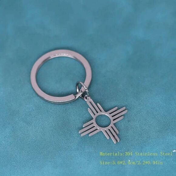 Zia Symbol Stainless Steel Keyring Keychain - Picture 2 of 3